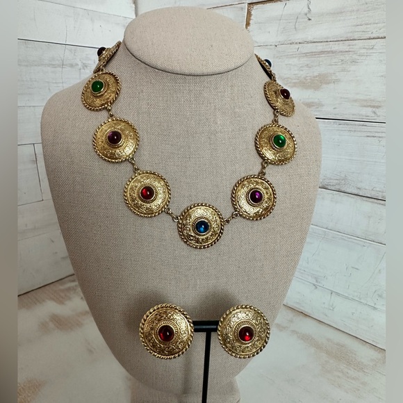 Jewelry - RARE VINTAGE Givenchy Byzantine Coin Style Set with Cabochons